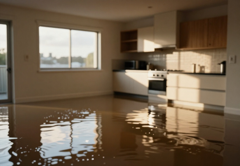 Flooded warehouse in Werrington before drying
